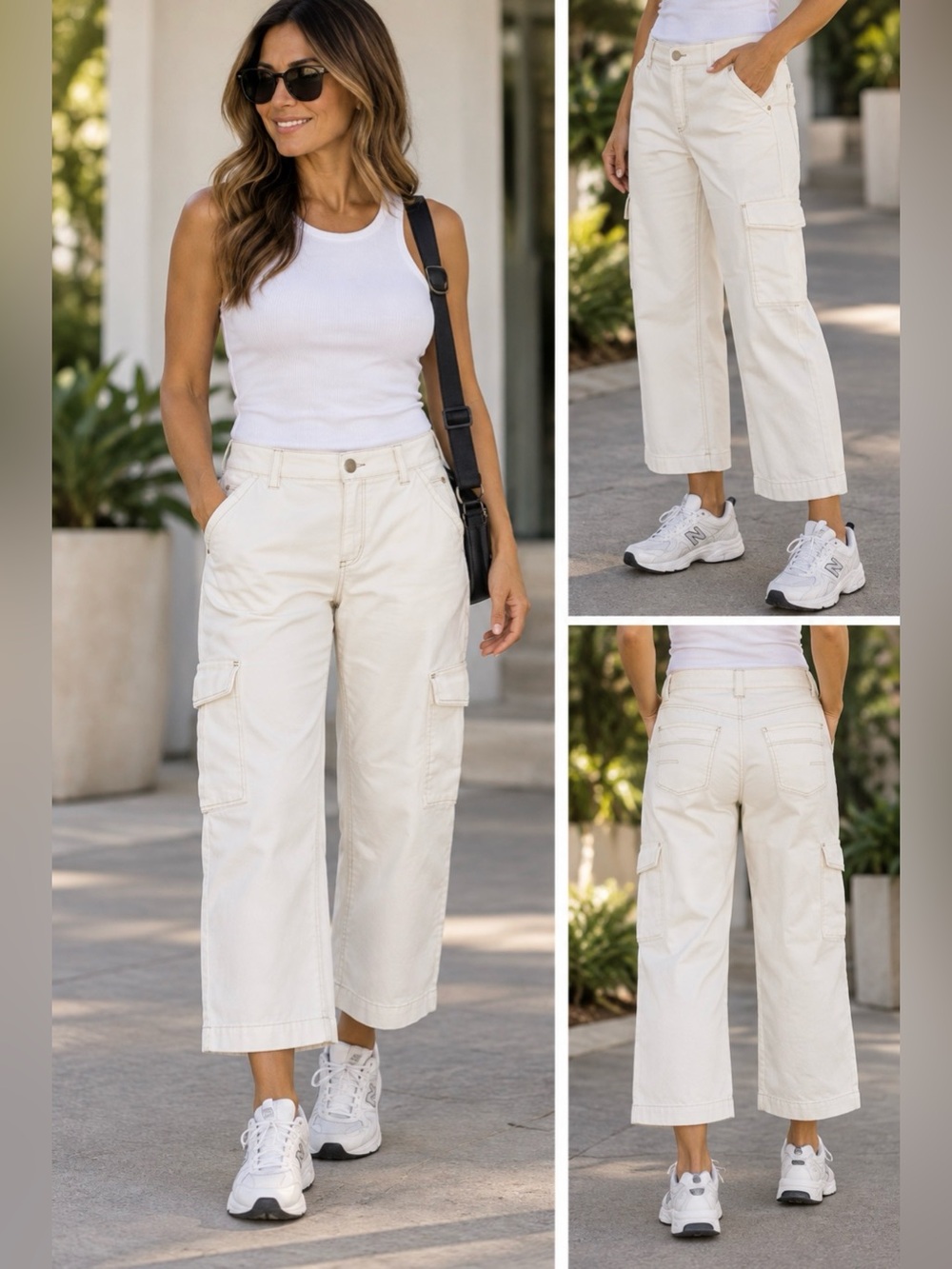 Democracy High-Rise Cream Cargo Wide-Leg Pants